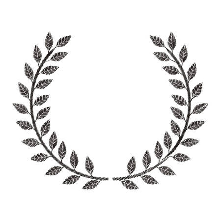 striped monochrome decorative half crown of branch olive vector illustrationのイラスト素材