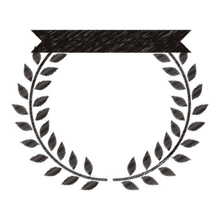 striped monochrome half crown of branch olive with ribbon vector illustrationのイラスト素材