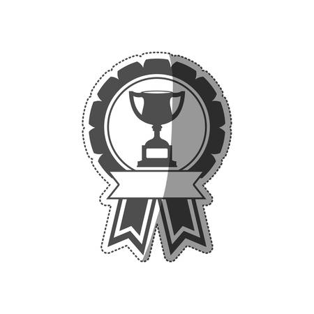 sticker trophy cup medal in monochrome with ribbon vector illustrationのイラスト素材