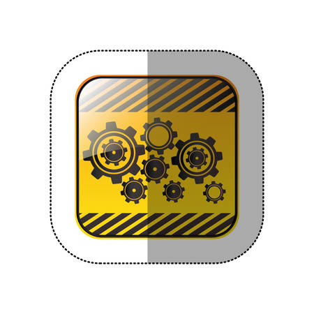middle shadow sticker in yellow square with gear wheel vector illustrationのイラスト素材