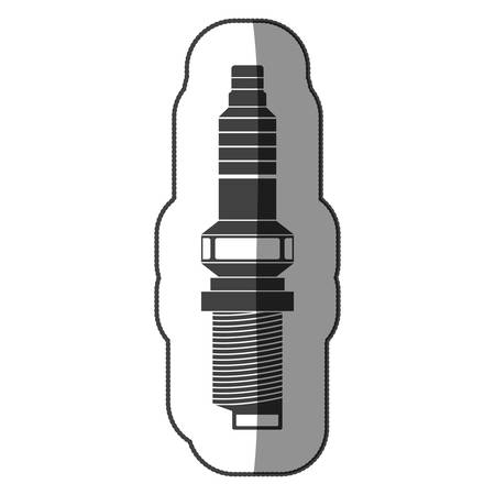 spark plug monochrome sticker with half shaded vector illustrationのイラスト素材