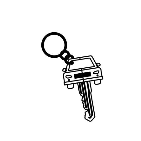 silhouette key ring in car shape vector illustrationのイラスト素材