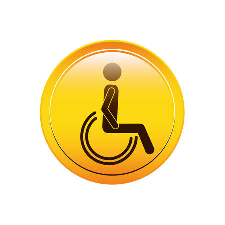 circular button person sitting wheelchair icon vector illustrationのイラスト素材