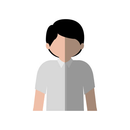 half body man with shirt and middle shadow vector illustrationのイラスト素材