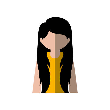 half body woman with long hair and middle shadow vector illustrationのイラスト素材