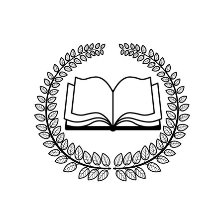 crown of leaves with wavy pages of book vector illustrationのイラスト素材