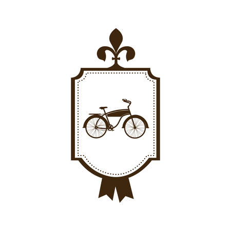 silhouette brown of classic bicycle in frame with label vector illustrationのイラスト素材