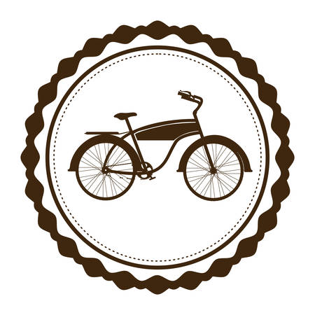 silhouette brown of classic bicycle in round frame vector illustrationのイラスト素材