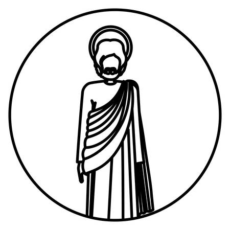 circular shape with silhouette standign saint josepf fatherのイラスト素材