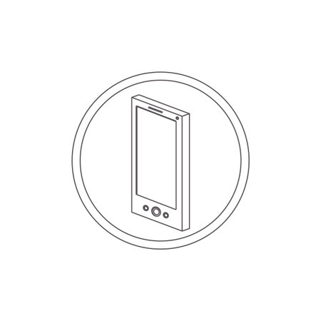 circular contour of silhouette smartphone vector illustrationのイラスト素材