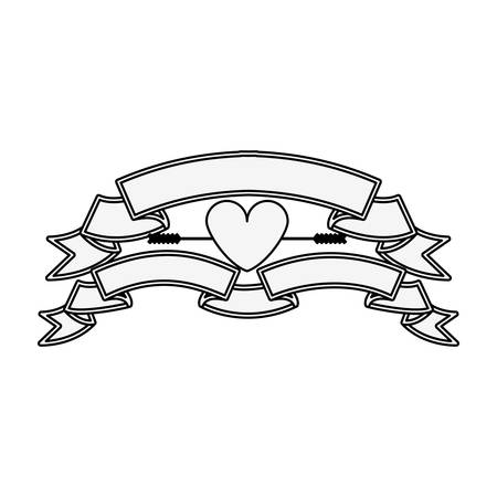 silhouette with set labels and heart vector illustrationのイラスト素材