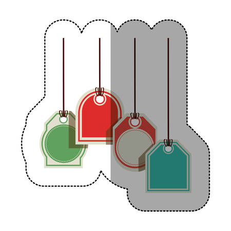 color price tag sticker with middle shadow with several shapes vector illustrationのイラスト素材