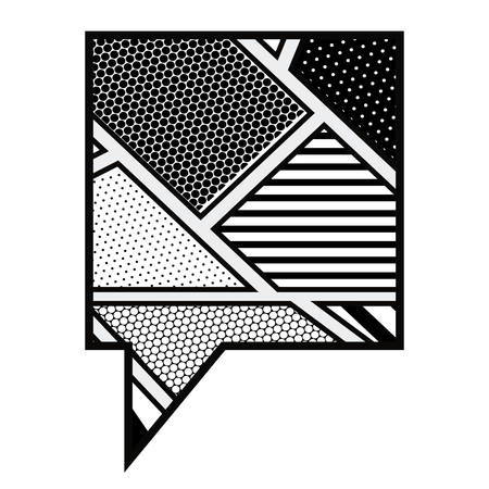 monochrome rounded square callout in pop art vector illustrationのイラスト素材