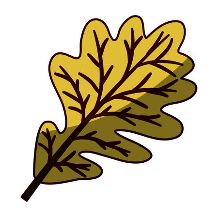 silhouette brown color with middle shadow of dried leaves oak vector illustrationのイラスト素材