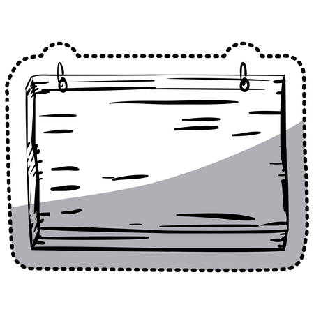 sticker silhouette hanging wooden placard flat icon design vector illustrationのイラスト素材