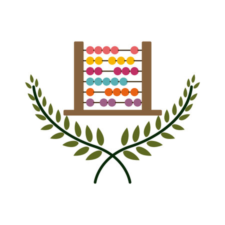 silhouette with crossed branchs with leaves and abacus vector illustrationのイラスト素材