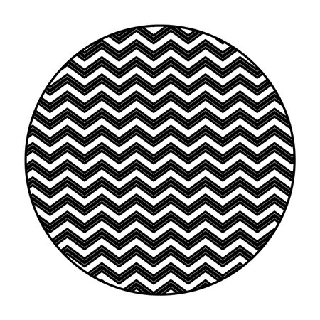 silhouette circular figure with pattern zig zag texture vector illustrationのイラスト素材