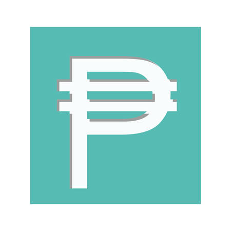 blue aquamarine square with currency symbol of philippine vector illustrationのイラスト素材