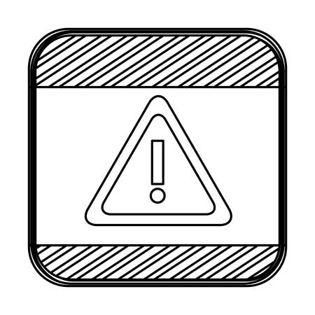 monochrome contour square with triangle exclamation sign and border striped vector illustrationのイラスト素材