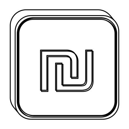 monochrome square contour with currency symbol of israel shekel vector illustrationのイラスト素材