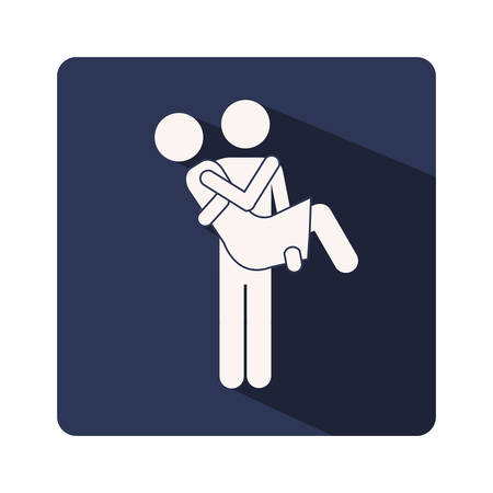 color silhouette frame with couple in arms vector illustrationのイラスト素材