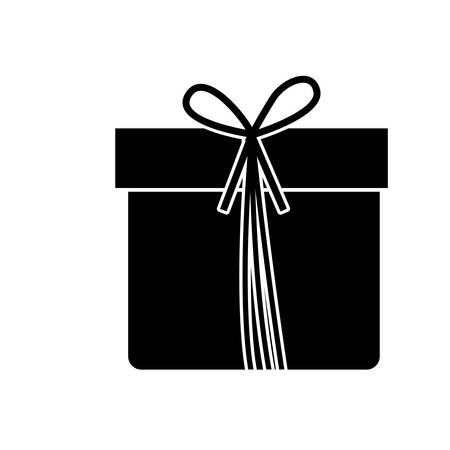 monochrome silhouette with giftbox with ribbon vector illustrationのイラスト素材