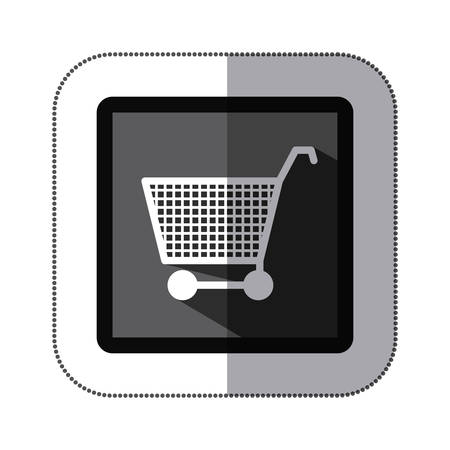 sticker monochrome square with shopping cart vector illustrationのイラスト素材