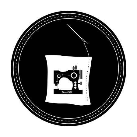 monochrome silhouette with frame with sewing machine vector illustrationのイラスト素材