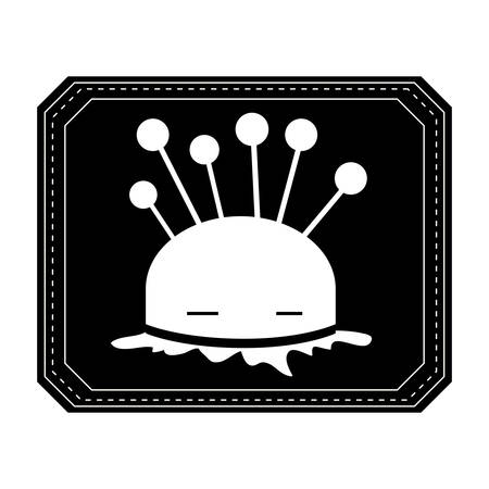 monochrome silhouette pincushion with pins in frame vector illustrationのイラスト素材
