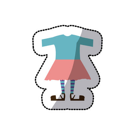 sticker color silhouette with female clothing pijama vector illustrationのイラスト素材