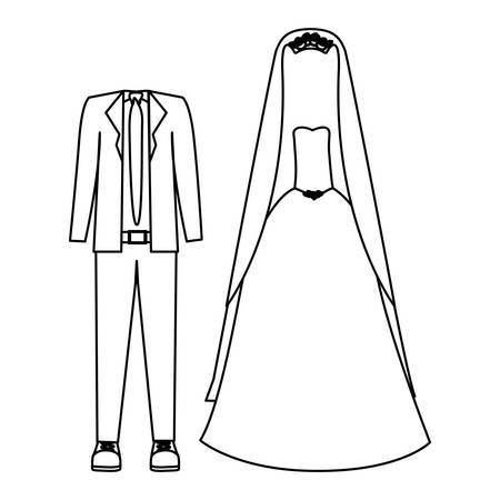 silhouette with costume wedding design vector illustrationのイラスト素材