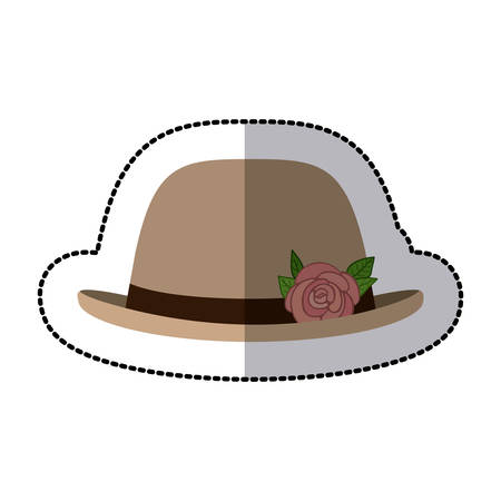 sticker lace hat roses bowler retro design vector illustrationのイラスト素材