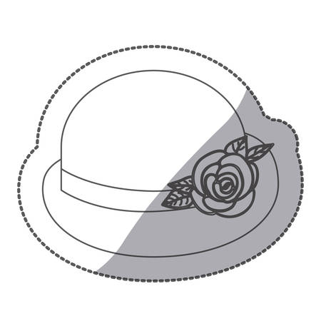 sticker contour bowler hat with roses retro design vector illustrationのイラスト素材