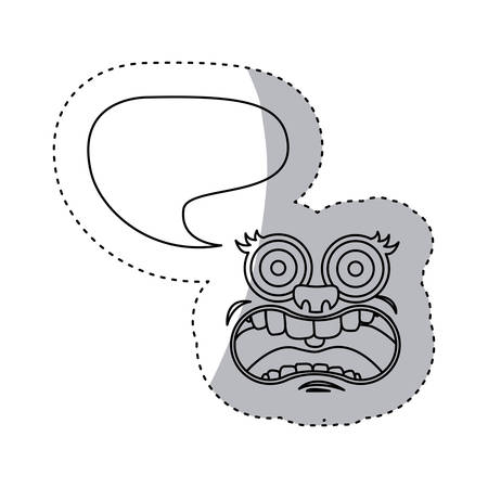 sticker contour face cartoon gesture with dialogue cloud vector illustrationのイラスト素材