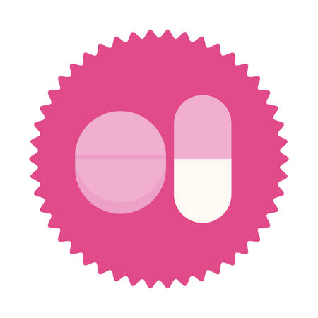 pills for breast cancer in round frame vector illustrationのイラスト素材