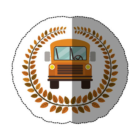 emblem school bus icon design, vector illustration imageのイラスト素材