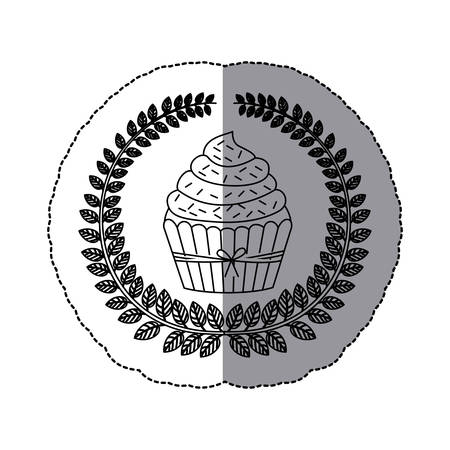 emblem muffin cupcakes icon design, vector illustrationのイラスト素材