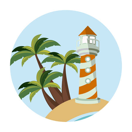 symbol beach with lighthouse icon image, vector illustrationのイラスト素材
