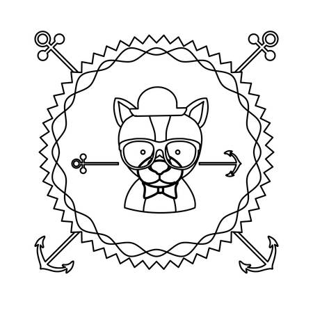 emblem dog hipster hunter city icon, vector illustrationのイラスト素材