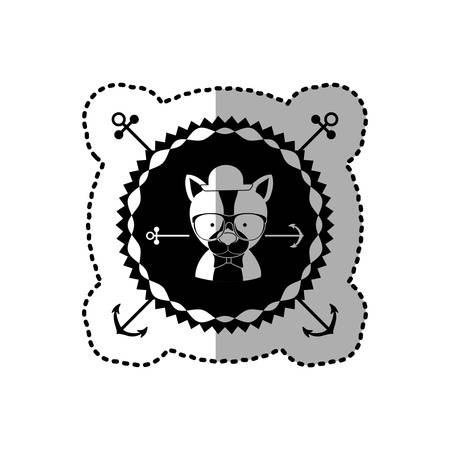 emblem dog hipster hunter city icon, vector illustrationのイラスト素材