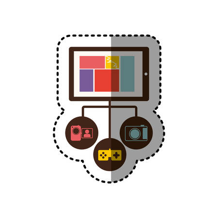 sticker colorful tablet database server icon stock vector illustrationのイラスト素材