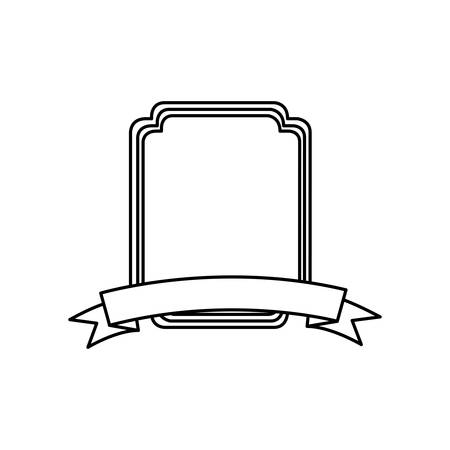 silhouette rectangle rounded decorative heraldic frame design vector illustrationのイラスト素材