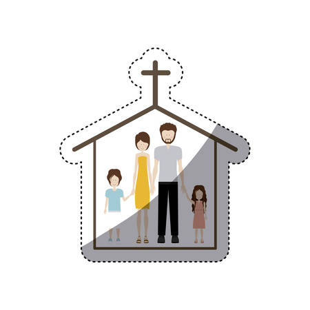 people couple with their children icon, vector illustration imageのイラスト素材