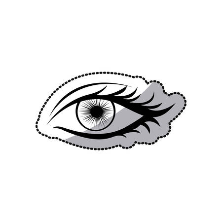 sticker black silhouette woman eye opened vector illustrationのイラスト素材
