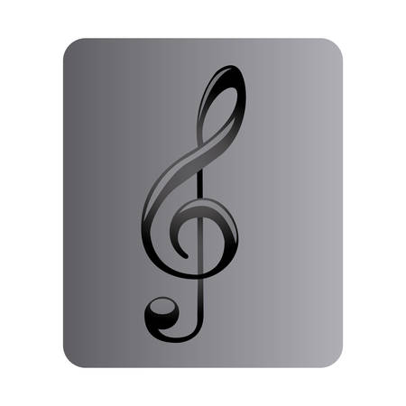 gray square button with sign music treble clef vector illustrationのイラスト素材