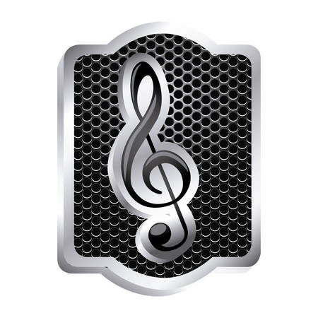 heraldic frame with grill surface and sign music treble clef icon relief vector illustrationのイラスト素材