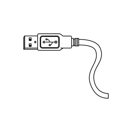 monochrome contour with usb cord vector illustrationのイラスト素材