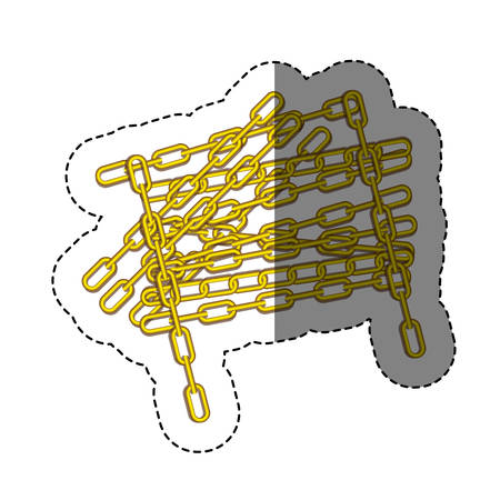 color sticker with silhouette of golden chain vector illustrationのイラスト素材