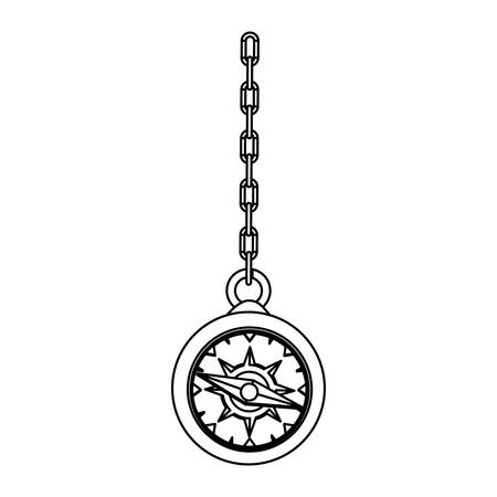 contour compass hanging icon, vector illustration designのイラスト素材