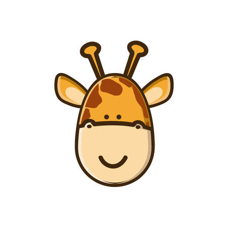 colorful picture face cute giraffe animal vector illustrationのイラスト素材
